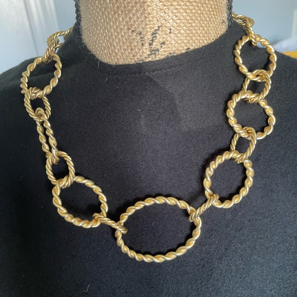 Chico's Gold Textured Link Necklace